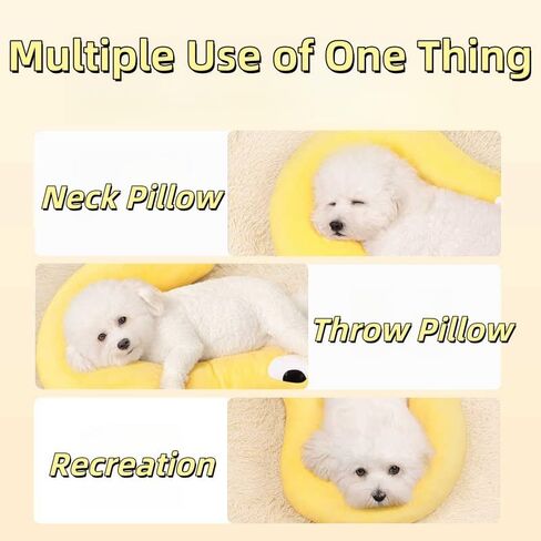 Cute Pet Pillow for Dogs and Cats, Universal Neck Support Cushion, Soft and Comfortable, Multi-Functional Washable Pillow for Small and Large Pets - Neck Pillow & Cuddle Cushion (Yellow) in Saudi Arabia