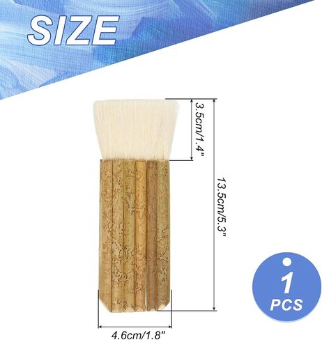 YOKIVE Hake Brush, Bamboo Handle Painting Brush Sheep Hair Hake Paint Blending Brushes, Great for Pottery Painting Watercolor Dust Cleaning Ceramic, (White, 5.3x1.8 Inches) in Kuwait