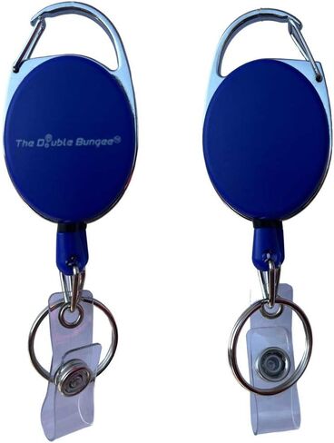 The Double Bungee-Double The Function-Double The Efficiency-Patented Dual Retractable Badge & Key Holder |Oval Design| Ideal for Cards, Secure Keys & Badges in Saudi Arabia