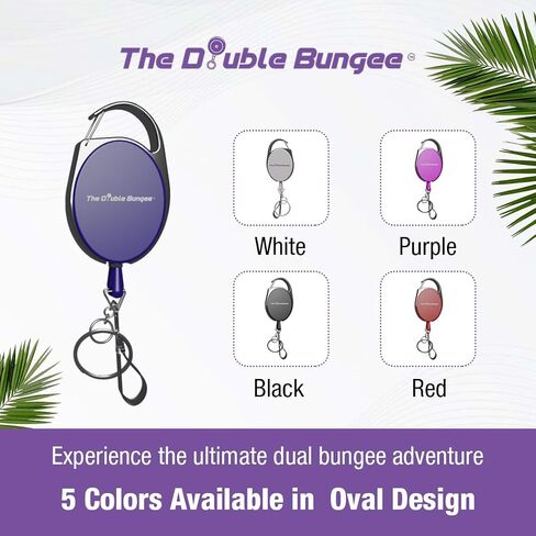 The Double Bungee-Double The Function-Double The Efficiency-Patented Dual Retractable Badge & Key Holder |Oval Design| Ideal for Cards, Secure Keys & Badges in Saudi Arabia
