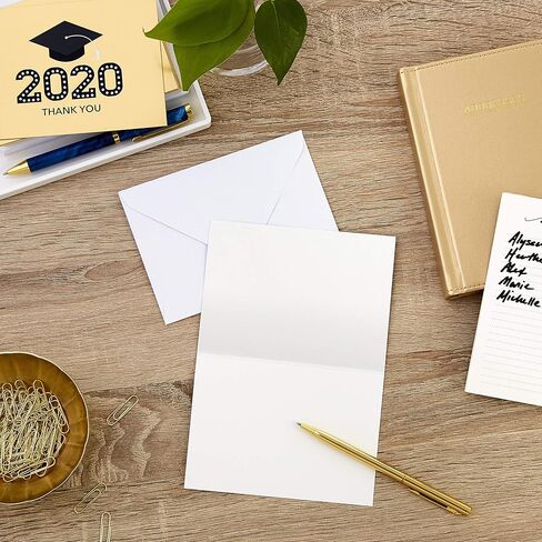 Hallmark 2025 Bulk Graduation Thank You Cards, Black and Gold (40 Count with Envelopes) for Grad Announcements, Invitations, Thanks in Kuwait