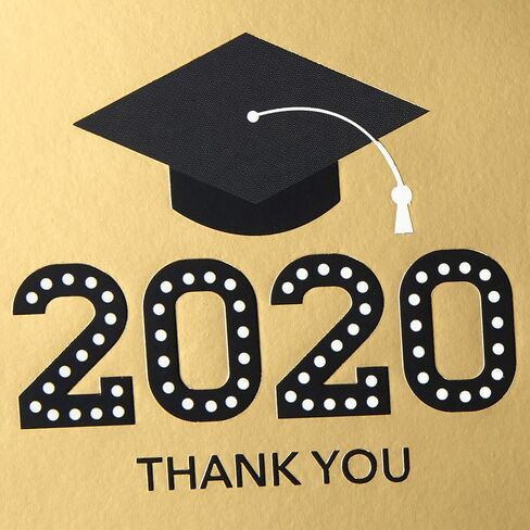 Hallmark 2025 Bulk Graduation Thank You Cards, Black and Gold (40 Count with Envelopes) for Grad Announcements, Invitations, Thanks in Kuwait