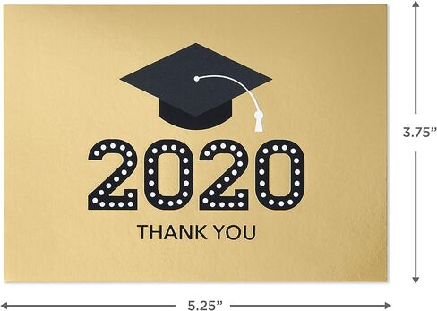 Hallmark 2025 Bulk Graduation Thank You Cards, Black and Gold (40 Count with Envelopes) for Grad Announcements, Invitations, Thanks in Kuwait
