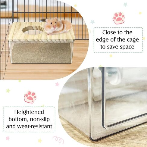 كاثسون الهامستر رمل صندوق حمام مربع شفاف أكريليك صغير سوري هامستر دش حوض استحمام صغير الحاوية الرمل الحفر مع سلم التسلق وملحقات القفص السيراميك للفئران القضيب in Kuwait