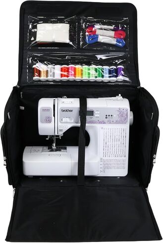 Everything Mary XL Rolling Sewing Machine Case – Grey Floral Craft Bag with 4 Wheels – Portable Organizer in Kuwait
