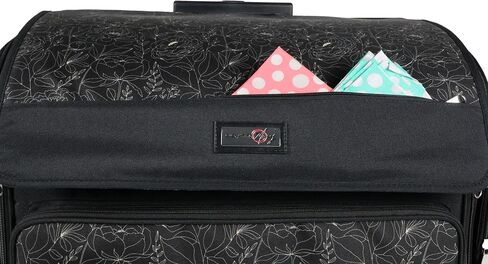Everything Mary XL Rolling Sewing Machine Case – Grey Floral Craft Bag with 4 Wheels – Portable Organizer in Kuwait