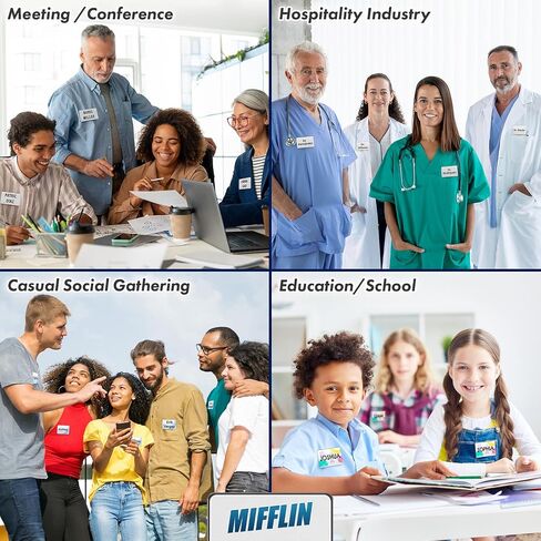 MIFFLIN -USA - علامات الاسم المغناطيسي الأكريليك الممتاز - 10 حزمة ، 3 × 2 ، أبيض - شارات الأسماء القابلة للتخصيص والقابلة لإعادة الاستخدام مع الدعم المغناطيسي النيوديميوم القوي للمدرسة والمكتب والأحداث in Kuwait