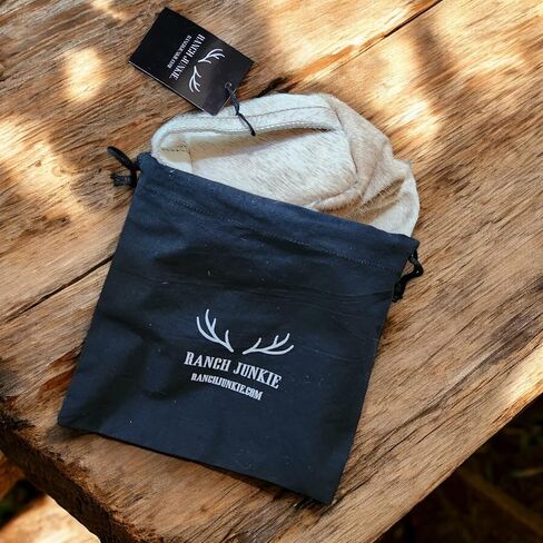Genuine Cowhide Handcrafted Cosmetic Pouch Highlands Cowhide Makeup Bag Toasted Marshmallow in Saudi Arabia