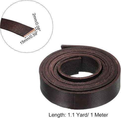 uxcell 1.1 Yard 20mm Vintage Flat Leather Cord, Leather Strips for DIY Crafts Coffee in Saudi Arabia