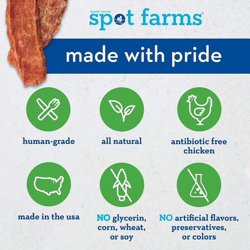 Spot Farms Chicken Jerky Healthy All Natural Dog Treats Human Grade For Skin And Coat 12 oz in Saudi Arabia