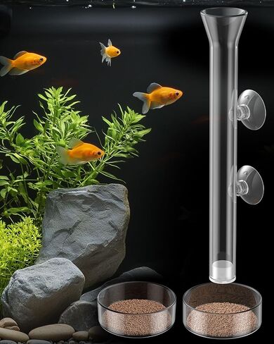 Pawfly 8 Inches Aquarium Fish Feeding Dish Set Clear Glass Fish Feeding Tube Shrimp Tube with 2 Feeding Dishes Fish Tank Feeding Supplies with 2 Suction Cups in Saudi Arabia