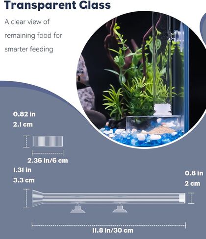 Pawfly 8 Inches Aquarium Fish Feeding Dish Set Clear Glass Fish Feeding Tube Shrimp Tube with 2 Feeding Dishes Fish Tank Feeding Supplies with 2 Suction Cups in Kuwait