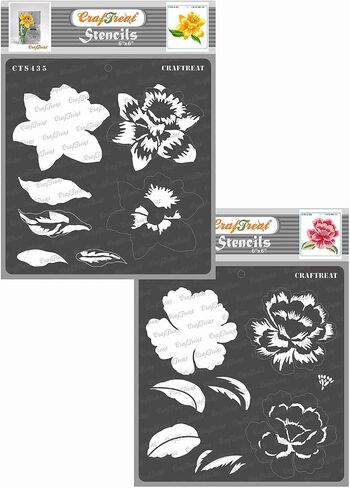 CrafTreat Reusable Flower Stencils for Painting on Wood, Canvas, Paper, Fabric, Floor, Wall and Tile - Anemone Background - 6x6 Inches - DIY Art and Craft Stencils for Painting Flowers in Saudi Arabia