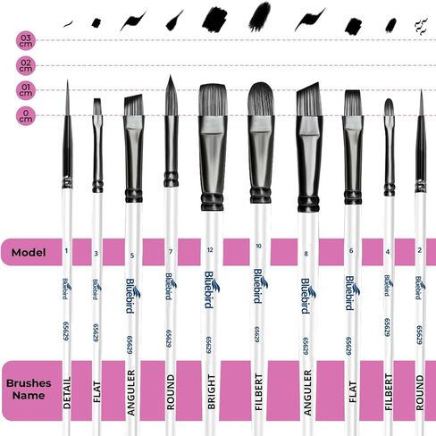 Bluebird 10 PCS Professional Artist Paint Brush مجموعة للوحات الأكريليك - فرش الطلاء الأكريلي in Kuwait