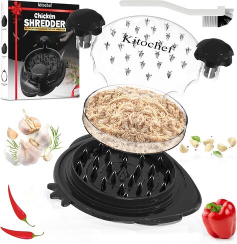 Chicken Shredder Tool Twist large With Brush, 10.5" 3 Layers Pro Meat Shredder, Strong Anti-Slip Stripe, Efficient Chicken Breast Shredder, Ergonomic Handle, BPA Free, Visible Chicken Grinder Machine in Saudi Arabia