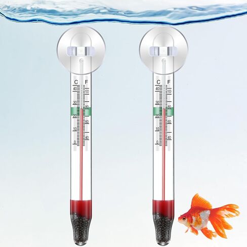 Dreyoo 2 Pcs Floating Aquarium Thermometers, Floating Glass Aquarium Thermometer with Suction Cup, Mercury Free Large Standing Thermometer for Freshwater and Saltwater Fish in Saudi Arabia