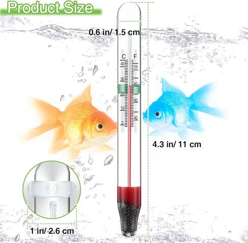 Dreyoo 2 Pcs Floating Aquarium Thermometers, Floating Glass Aquarium Thermometer with Suction Cup, Mercury Free Large Standing Thermometer for Freshwater and Saltwater Fish in Saudi Arabia