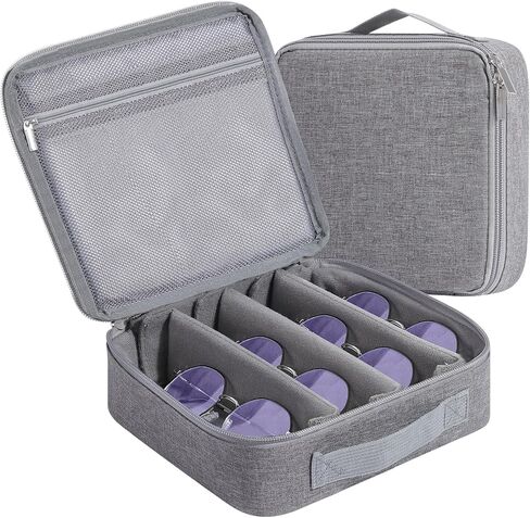MoKo Sunglasses Organizer Case, Travel Glasses Case with for Multiple Pairs, Adjustable Eyeglasses Storage Box, Sunglasses Holder for Women Men Gray in Saudi Arabia