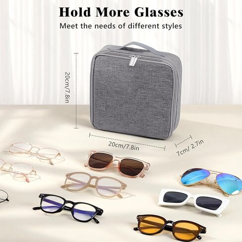 MoKo Sunglasses Organizer Case, Travel Glasses Case with for Multiple Pairs, Adjustable Eyeglasses Storage Box, Sunglasses Holder for Women Men Gray in Saudi Arabia