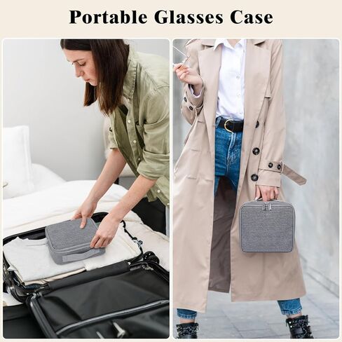 MoKo Sunglasses Organizer Case, Travel Glasses Case with for Multiple Pairs, Adjustable Eyeglasses Storage Box, Sunglasses Holder for Women Men Gray in Saudi Arabia