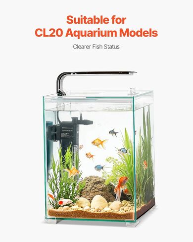 VEVOR Fish Tank Aquarium, 5 Gallon Square Ultra-Clear Glass Starter Smart Tank Adjustable 3 Color Lighting, Self Cleaning System Fishbowl for Freshwater & Saltwater Fish Home, Office, or Pet Use in Saudi Arabia