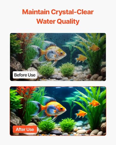 VEVOR Fish Tank Aquarium, 5 Gallon Square Ultra-Clear Glass Starter Smart Tank Adjustable 3 Color Lighting, Self Cleaning System Fishbowl for Freshwater & Saltwater Fish Home, Office, or Pet Use in Saudi Arabia