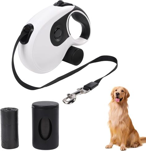 Retractable Dog Leash with Anti-Slip Soft Grip 16 ft Heavy Duty Reflective Nylon Tape Lead for Pets up to 88lbs Long Dog Leash with Anti-Twist Protection One-Handed Quick-Lock Braking System (Black) in Saudi Arabia