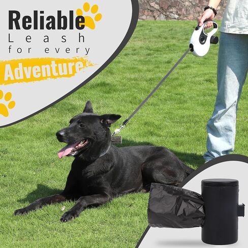 Retractable Dog Leash with Anti-Slip Soft Grip 16 ft Heavy Duty Reflective Nylon Tape Lead for Pets up to 88lbs Long Dog Leash with Anti-Twist Protection One-Handed Quick-Lock Braking System (Black) in Saudi Arabia