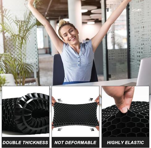 Gel Seat Cushion for Long Sitting, (2.4 Inch Extra Thick) Soft＆Breathable Gel Cushions for Pressure Relief, Gel Chair Cushion for Hip Pain, Gel Cushion for Wheelchair with No Pressure Points in Saudi Arabia