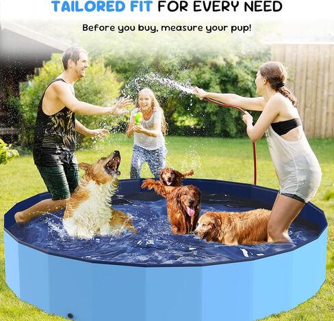 77'' Foldable Dog Pet Bath Pool, Heavy Duty Non-Slip Kiddie Pool, Plastic Pet Wading Pool for Puppy Small Medium Large Dogs, Indoor and Outdoor Kids Pet Dog Bathtub in Kuwait