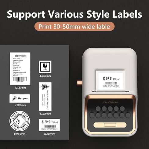 Wireless Mini Retro Label Maker Machine with Tape,Bluetooth Portable Thermal Sticker Printer for Phone,Small Business, Address, Logo, Qr Code, Food,Home, Kitchen,with 50×30mm Label(Black) in Saudi Arabia