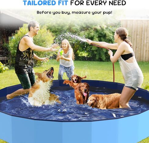77'' Foldable Dog Pet Bath Pool, Heavy Duty Non-Slip Kiddie Pool, Plastic Pet Wading Pool for Puppy Small Medium Large Dogs, Indoor and Outdoor Kids Pet Dog Bathtub in Kuwait