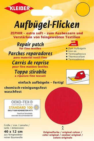 Kleiber 40 x 12 cm Extra Soft Cotton Iron-On Repair Patch, White in Saudi Arabia
