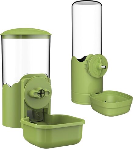 Hanging Automatic Food Water Dispenser, Auto Gravity Pet Feeder Water Bottle Set for Cage, Feeding Station for Puppy Cat Kitten Rabbit Guinea Pigs Chinchilla Hedgehog Ferret (Green) in Saudi Arabia