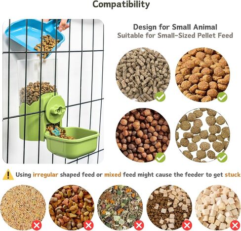 Hanging Automatic Food Water Dispenser, Auto Gravity Pet Feeder Water Bottle Set for Cage, Feeding Station for Puppy Cat Kitten Rabbit Guinea Pigs Chinchilla Hedgehog Ferret (Green) in Saudi Arabia