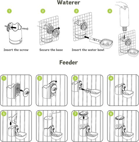 Hanging Automatic Food Water Dispenser, Auto Gravity Pet Feeder Water Bottle Set for Cage, Feeding Station for Puppy Cat Kitten Rabbit Guinea Pigs Chinchilla Hedgehog Ferret (Green) in Saudi Arabia