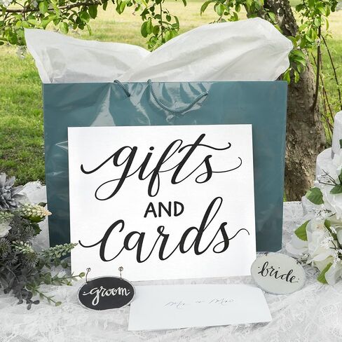 JennyGems Gifts and Cards Sign - 12x10 Inch Wedding and Party Decor, Hanging Wall Sign, Versatile Event Decoration (Black) in Kuwait