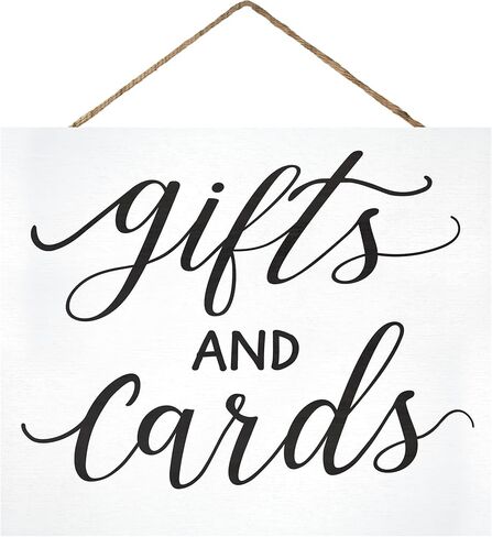 JennyGems Gifts and Cards Sign - 12x10 Inch Wedding and Party Decor, Hanging Wall Sign, Versatile Event Decoration (Black) in Kuwait