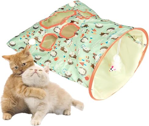 Cat Tunnel Bag for Indoor Cats, Crinkle Bag Toy Cat & Hamsters Play Tunnel Toy, Pet Collapsible Tunnel Crinkle Sack Bag with 1 Little Mouse & Toy Ball Cat Drill Sleeping Bag(Orange) in Saudi Arabia
