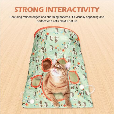 Cat Tunnel Bag for Indoor Cats, Crinkle Bag Toy Cat & Hamsters Play Tunnel Toy, Pet Collapsible Tunnel Crinkle Sack Bag with 1 Little Mouse & Toy Ball Cat Drill Sleeping Bag(Orange) in Saudi Arabia