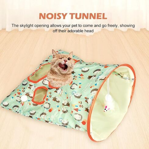 Cat Tunnel Bag for Indoor Cats, Crinkle Bag Toy Cat & Hamsters Play Tunnel Toy, Pet Collapsible Tunnel Crinkle Sack Bag with 1 Little Mouse & Toy Ball Cat Drill Sleeping Bag(Orange) in Saudi Arabia