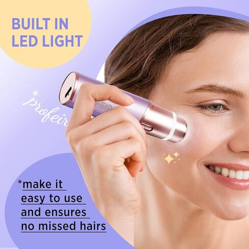 جهاز بروفير لإزالة شعر الوجه للنساء، جهاز إزالة شعر الوجه للنساء، لمسة نهائية للشفاه العليا والذقن والخدود، قابل لإعادة الشحن عبر USB متضمن رأسين بديلين in Saudi Arabia