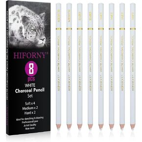 HIFORNY 10 Pieces Colored Charcoal Pencils for drawing- Black White Charcoal Pencils for Sketching,Shading,Blending,Portrait - Ideal for Beginners & Artists in Kuwait