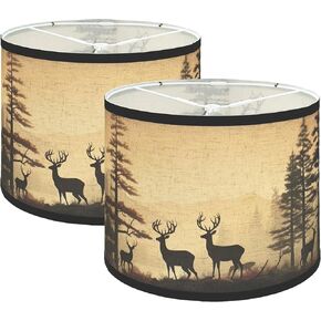 Lamp shades Set of 2, Fabric Deers Lampshades for Table Lamps, Floor Lamps, 11.6" Top x 12.6" Bottom x 9.8" High (Spider) Hand Crafted Replacement Lampshades,Lamp Shade Harp Holder Not Included