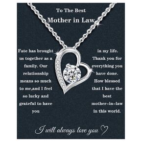 Mother in Law Necklace 925 Sterling Silver Mother in Law Hishafrics Homings Mothers Day Gifts for Mother in Law with Message Card & Gift Box (688 pearl)
