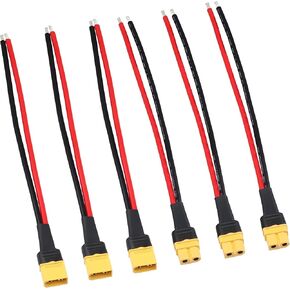 3 Pairs XT60 Connector Plugs with 12AWG Wire (20cm) - Male and Female Connector with Sheath Housing for Drone, FPV, Lipo RC Battery Adapter