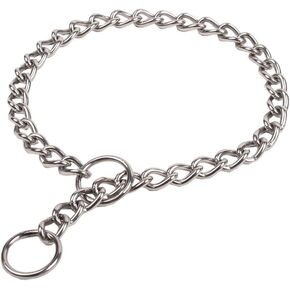 Chain Choke Collar for Dogs, Metal Slip Link Training Heavy Duty Dog Choker Collar Martingale Puppy Collars for XS Small Medium Large Big XL Breed Dogs (Silver, L(Neck Max 20inch) D3.5mm)