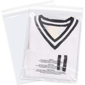 13" x 15" (1000 Count) Self Seal Clear Poly Bags with Suffocation Warning for Packaging, Shipping, Clothing, Shirts & FBA - Resealable Adhesive