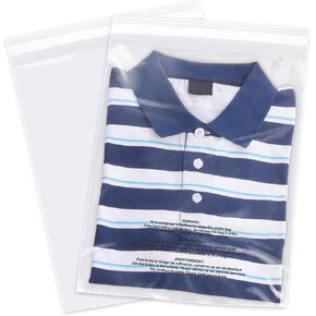 12" x 18" (500 Count) - Clear Poly Bags with Suffocation Warning Self Seal for Packaging, Shirts, Clothing & FBA - Permanent Adhesive