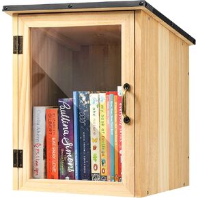 Little Library Box في الهواء الطلق ، خزانة تخزين الكتب الخشبية المقاومة للماء لـ DIY ، المجتمع والمدرسة - تبادل الكتب المجاورة للأدب والمجلات والصحف